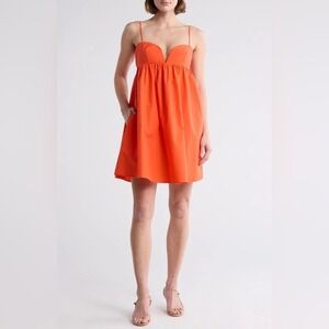 New Susana Monaco $188 Plunge Neck Babydoll Dress
